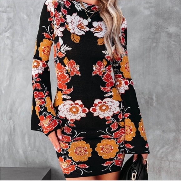 Flying Tomato Black and Orange Floral Mini Dress - Picture 10 of 10